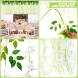 240 Pcs Wedding Artificial Wisteria Hanging Flowers Floral Backdrop Garland 43.3 In/ 3.6 Ft Silk Fake Wisteria Vine Rattan Long Wall String For Home Outdoor Party Decoration(Milky White)