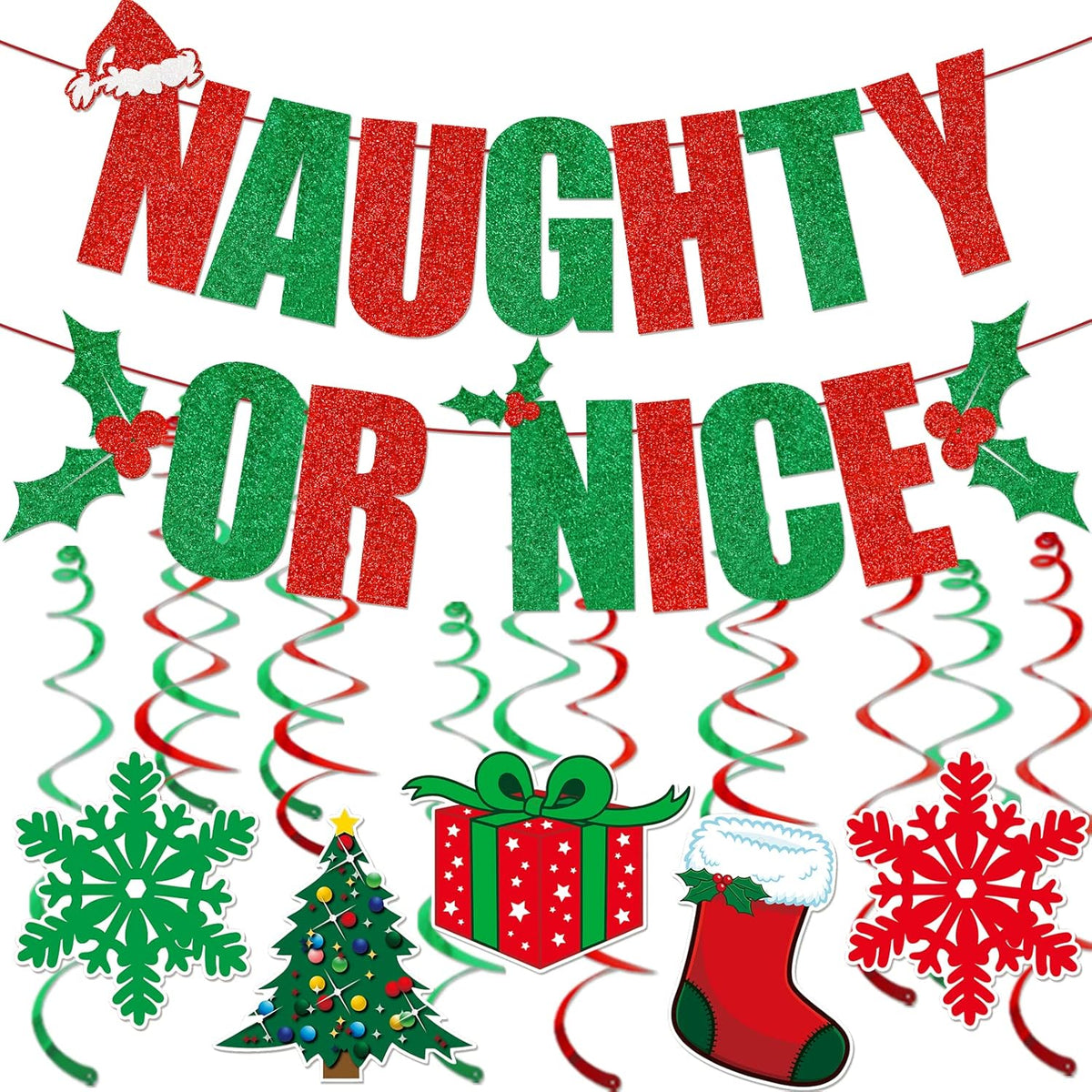 Naughty Or Nice Banner Naughty Or Nice Christmas Decorations Funny Christmas Decorations