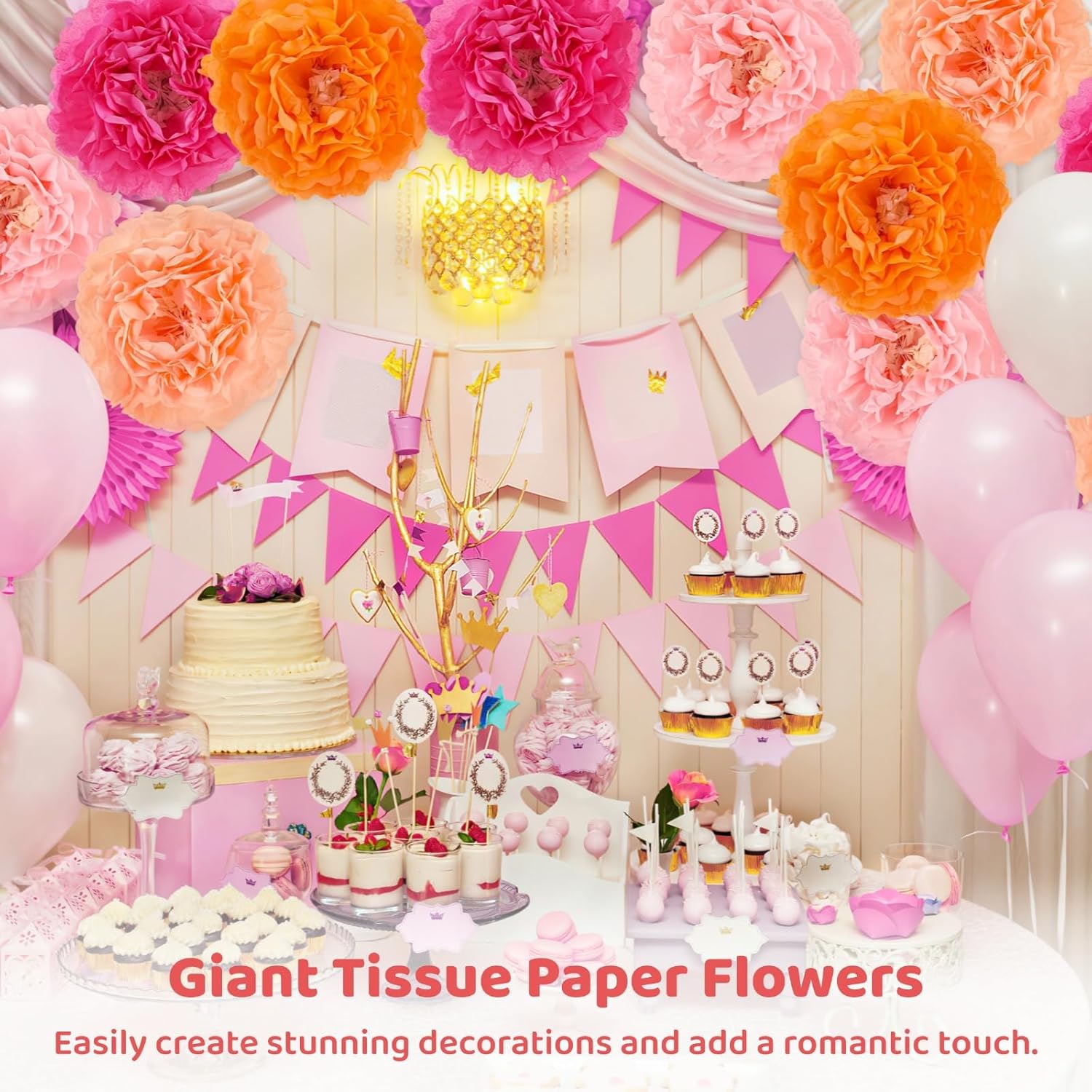 12 Pcs Tissue Paper Flowers, Large Handmade Artificial Flowers, Giant Floral Decorations, Multi-Layer Floral Orbs, Wedding Party Wall Decors, Reusable Backdrop Supplies
