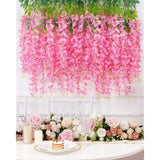 12 Pack Wisteria Hanging Flowers, 3.6 Feet/Pcs Pink Wisteria Artificial Flowers, Fake Flowers Garland, Hanging Wisteria Vines For Bedroom Wedding Home Party Wall Decoration