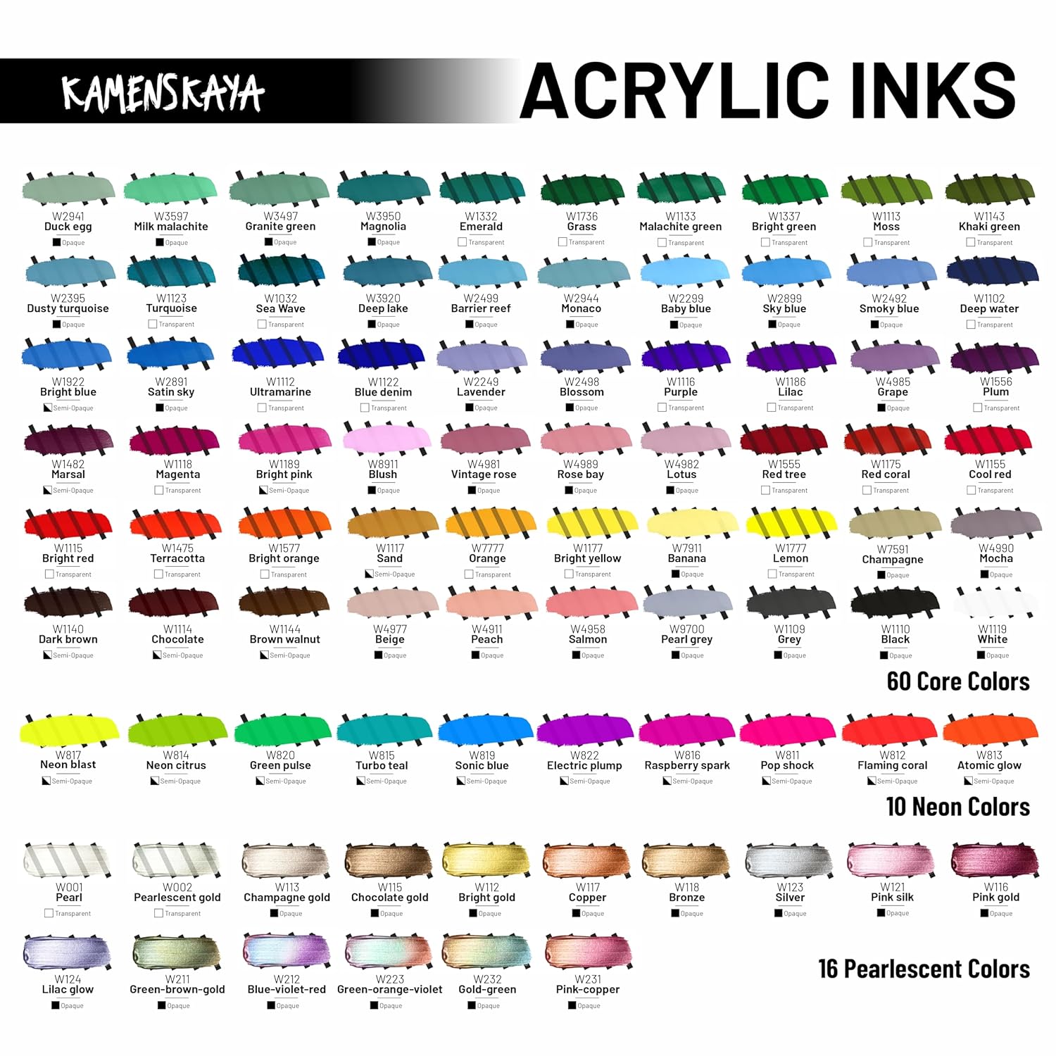 Acrylic Inks For Artists - Acrylic Ink Set, Color Combination #9-4 Pcs. 1 Fl Oz (30 Ml) Each