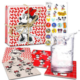 Mickey and Minnie Coaster Set - Disney Home Decor Bundle with 4 Mickey and Minnie Coasters Plus Mickey Stickers | Disney Coasters for Coffee Table