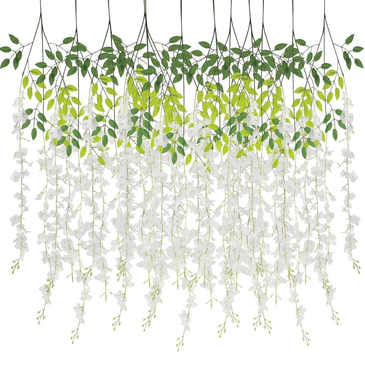 12 Pack Wisteria Hanging Flowers 3.7 Feet Faux Flowers Hanging White Artificial Hanging Flowers Garland Silk Wisteria Vine For Wedding Arch Party Bedroom Backdrop Home Wall Decoration
