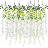 12 Pack Wisteria Hanging Flowers 3.7 Feet Faux Flowers Hanging White Artificial Hanging Flowers Garland Silk Wisteria Vine For Wedding Arch Party Bedroom Backdrop Home Wall Decoration