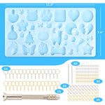 182Pcs Resin Molds Silicone Kit For Keychains, 32 Cavities Silicone Molds For Epoxy Resin Casting, Variety Shaped Resin Key Chain Molds Making Set Diy Ornaments Crafts Supplies