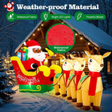 12Ft Christmas Inflatables, Black Santa Claus On Sleigh With Reindeer, Blow Up Christmas Decorations Outdoor With Lights