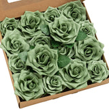 Flowers Avalanche Rose Elf Green Artificial Flowers 2.5" & 3.5" Mixed 16Pcs W/Stem Foam Fake Flowers For Diy Wedding Decor Centerpieces Arrangements Bouquets
