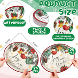 50 Pcs Christmas Oval Paper Plates 11'' Disposable Joy To The World Paper Plates Xmas Balls Tableware Large Christmas Snowflake Decorations For Winter Picnic Tea Party Supplies
