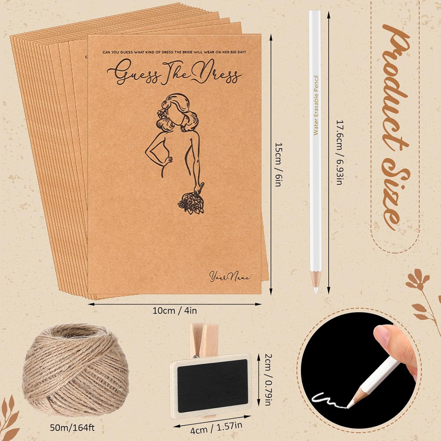 30 Set Guess The Dress Bridal Shower Games For Guest Bridal Shower Game Include 30 Wedding Shower Card 30 Water Soluble Pencil 30 Fun Wooden Clip 1 String Rope Wedding Party Supplies Game Idea