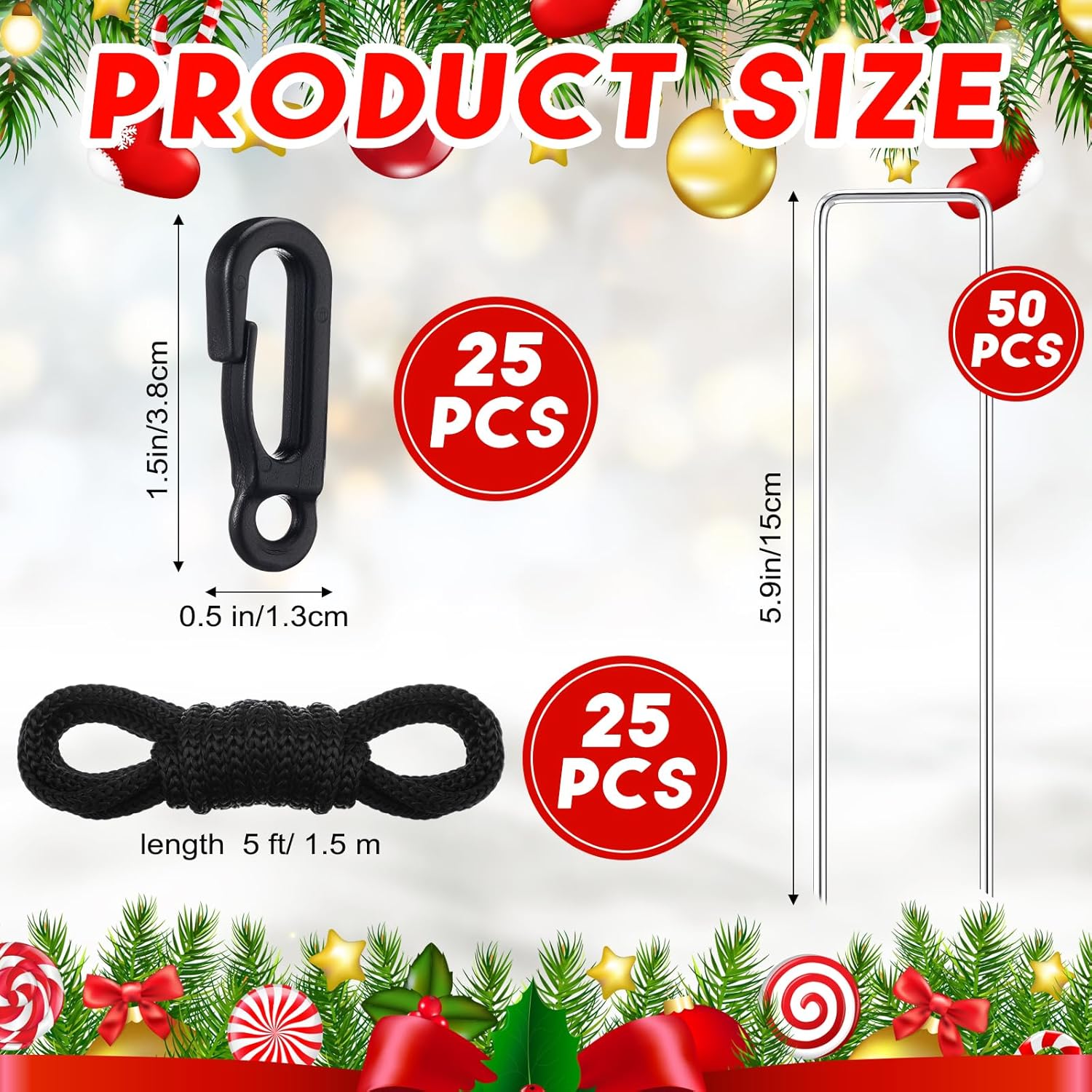50 Sets Inflatable Stakes And Tethers Metal Inflatable Tie Down Stakes With Hooks Replacement Heavy Duty Garden Yard Pil