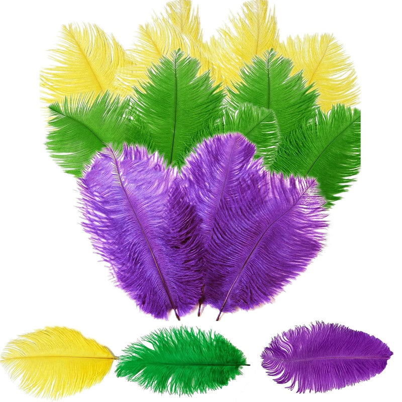 15 Pcs Mardi Gras Ostrich Feathers For Crafts, 6-8 Inch Colorful Feather Purpl