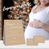 Minimalism Baby Shower Diaper Raffle Game Kit, 50 Brown Diaper Raffle Tickets & 1 Standing Sign, Decoration For Baby Shower, Gender Reveal, Activity Supplies - A04