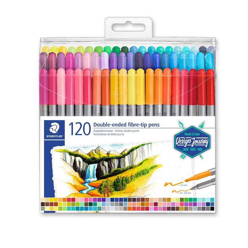 Double-Ended Fiber-Tip Pens, Washable Ink, Fine & Bold Writing And Coloring Ti