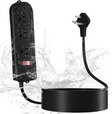 Outdoor Weatherproof Power Strip 15 Ft Extension Cord 3 Outlets IPX4 Waterproof