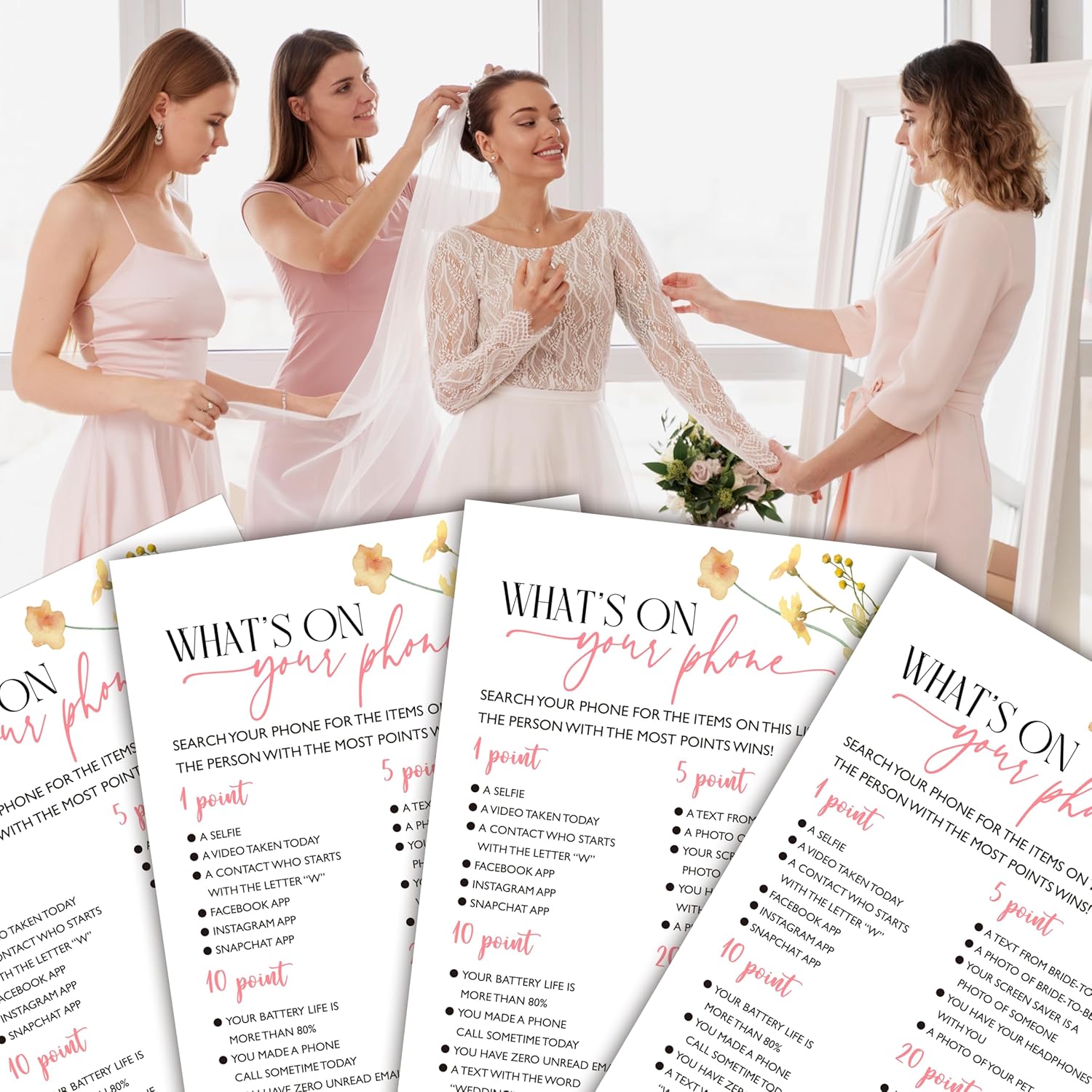 Bridal Shower Games, Wildflowers Wedding Shower Game Cards, Bachelorette Party Games For Bride Groom Newlyweds Couples, Engagement Wedding Party Decorations Supplies Favors, 25 Game Cards?B09