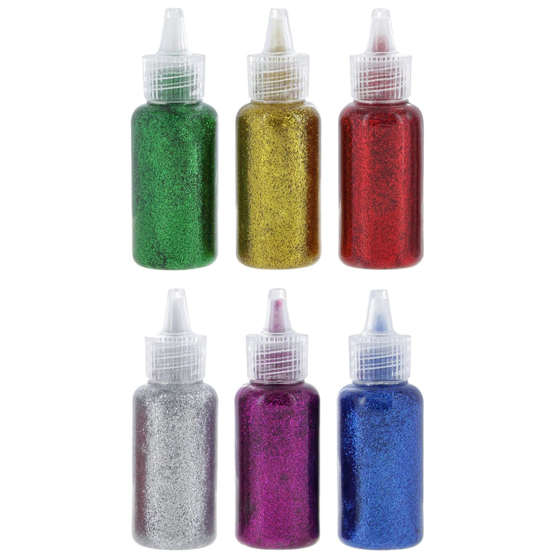 Glitter Glue For Crafts In Bright Classic Colors: Gold, Silver, Red, Green, Bl