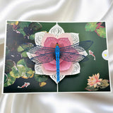 Birthday Cards, Dragonfly And Lotus Flower, 3D Birthday Cards For Women, Happy Mother'S Day, Valentine'S Day, Sympathy & All Occasion Pop-Up Card, Unique Dragonfly Gift For Mom, Wife, Sister, Grandma, Daughter, Girlfriend, Includes Envelope & Note Card