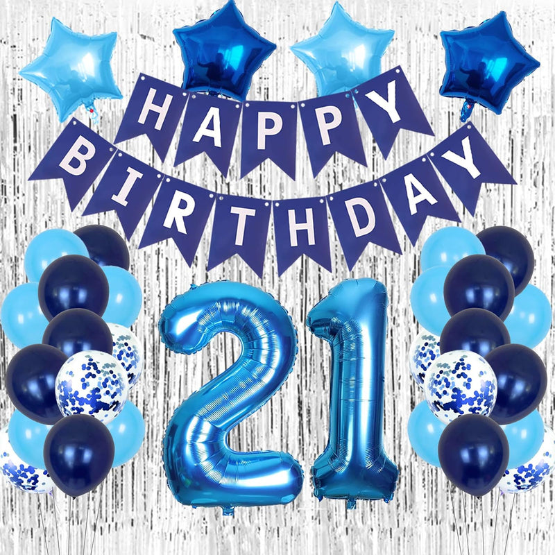 21 Birthday Decorations, Blue 21St Birthday Decorations Boys Girls Par