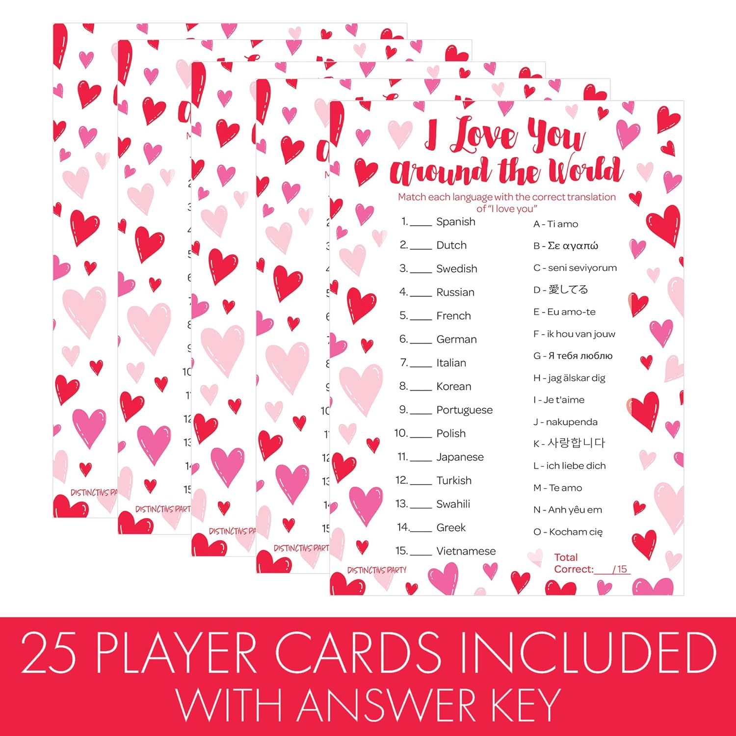 Valentine’S Day I Love You Around The World Game – 25 Player Cards, Classroom Party Activity, Fun Language Matching Game For Kids, Educational Valentine Party Game