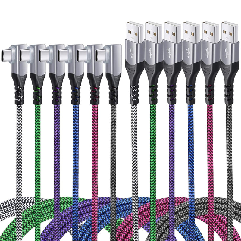 [6-Pack] Right Angle Usb Type C Cable, [6.6T] 90 Degrees C Charger Cable Fast
