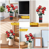 Rose Flower Bouquet Building Kit Gift For Valentine’S Day, Roses Bouquet Building Set, 841Pcs Red Roses Artificial Flowers With Vase, Rose Unique Diy Gifts For Women, Adults, Kids, Anniversaries