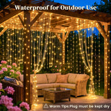 300 Led Fairy Curtain Lights, 9.8Ft X 9.8Ft Battery Operated With 8 Modes Remote Christmas Waterproof String Hanging Lig