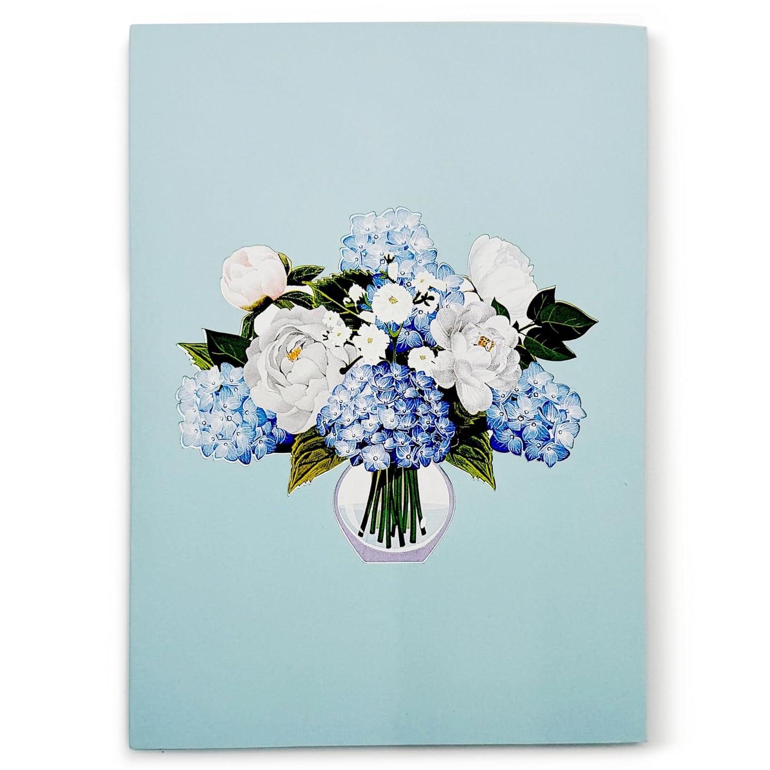 Blue Hydrangea And Rose Flower Bouquet Pop Up Card, 3D Blooming Love Greeting Card For Birthday, Mothers Day, Valentines Day, Anniversary, Congratulations, Thinking Of You, All Occassions By Teabug
