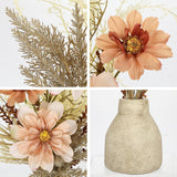 Faux Fall Pampas Grass With Vase, Fall Flowers Artificial For Decoration Arrangement Bouquet Plant In Ceramic Vase Fluffy Boho Home Decor Fake Pompass Pompous Grass Floral Autumn Decorations