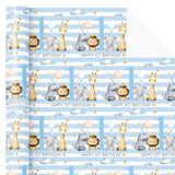 Baby Boy 1St Birthday Wrapping Paper - Mini Roll - 17 Inch X 16.5 Feet - Baby Blue Adorable Jungle Animal Wrapping Paper Perfect For Kids Girls Birthday