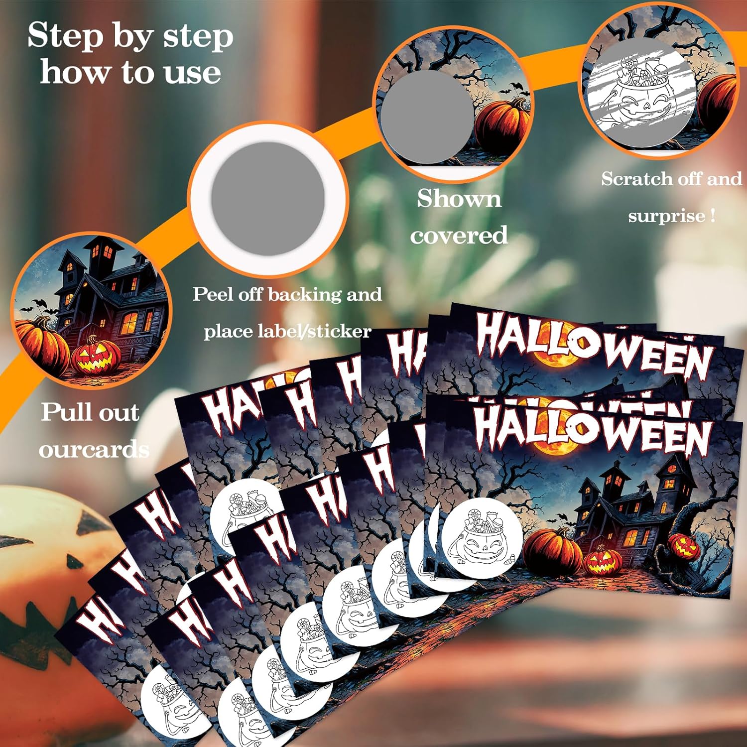 Halloween Scratch Off Card - 50Pcs Bewitched Party Scratch Prize Cards - Pumpkin Festive Raffle Tickets For Adults Families Events Business Groups Game Supplies - C04