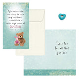 | Bulk 25 Gift Sets | A Heart Can Hold A Lot Of Gratitude Piglet Quote Mini Appreciation Cards And Envelopes | Employees Staff Students Teachers | Turquoise Hearts