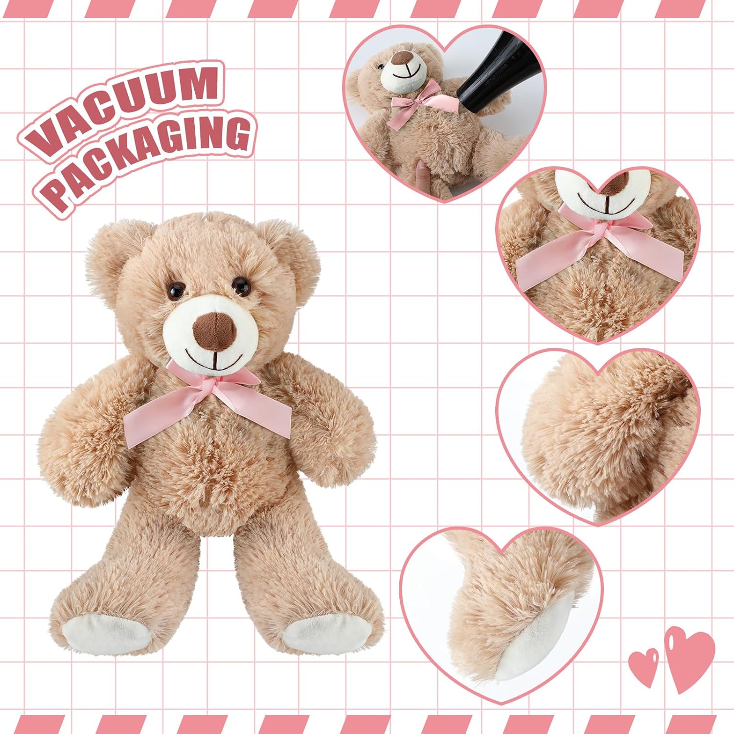 106 Pcs Bear Baby Shower Decoration For Boy Or Girl, 6 Pcs Bears Stuffed Animal With 100 Pcs Latex Balloons For Kids Birthday Baby Shower Wedding Engagement Christmas Party Decor(White, Pink)