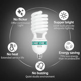 2 Pack 105W Full Spectrum CFL Light Bulbs 5500K Daylight Spiral Softbox Photography Studio Lighting