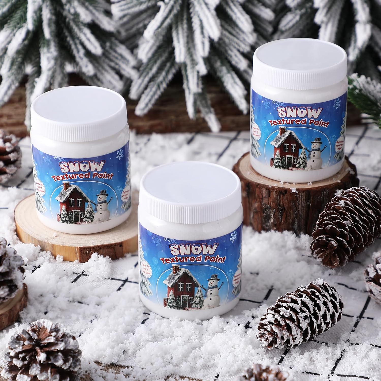 3 Pack 47.4 Oz Snow Texture Paint White Dimensional Paint On Fake Snow Paste Decoration Snowing Blanket Craft Supplies For Christmas Decor