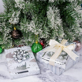 Christmas Wrapping Paper Mini Roll, Silver Metallic Foil Paper - Tree/Snowflake/Plaid Design For Gift Wrap, Arts Crafts - 17 X 120 Inches - 3 Rolls (42.5 Sq.Ft.Ttl.)