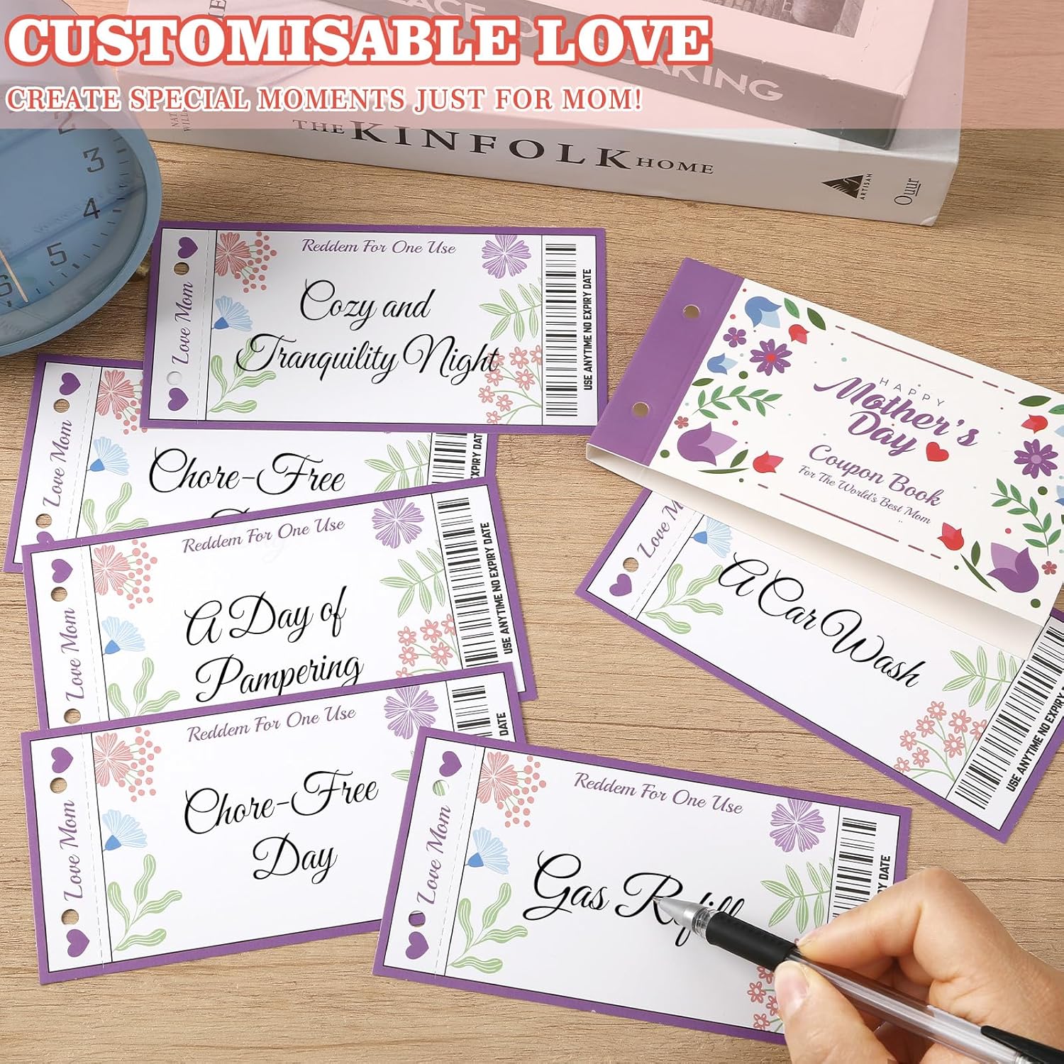 Fun Coupon Book For Mom From Daughter, Unique Mom Gifts For Mother’S Birthday From Kids, 20 Fun Floral Vouchers + 10 Blank Diy Sheets, Thoughtful Gifts For Mother Grandmother