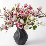 8 Pcs Artificial Magnolia Flowers Stem For Spring Decoration Faux Fake Flora Stems Beautiful Magnolia Office Hotel Home Decor Accent Pieces(Pink, White)