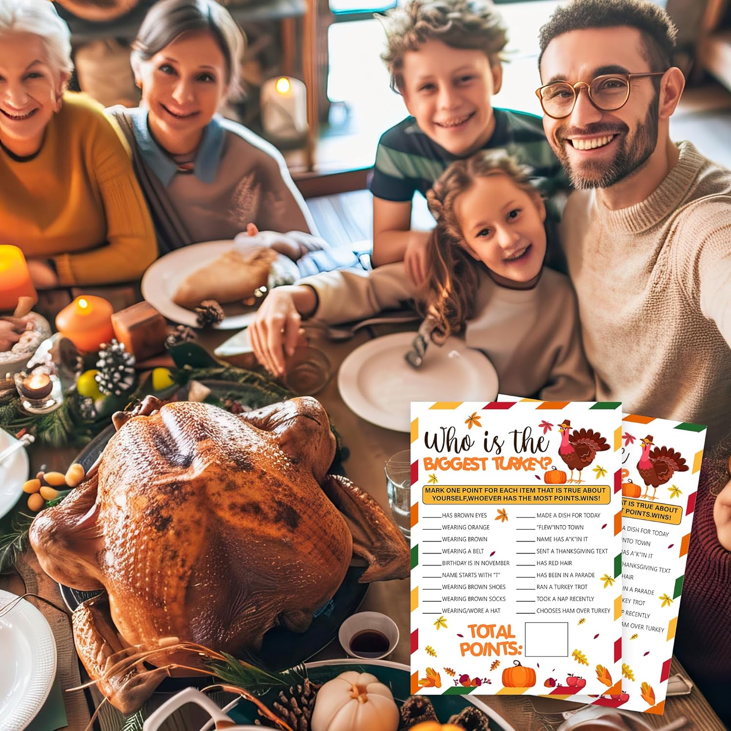 Thanksgiving Party Icebreaker Card - Who Is The Biggest Turkey -A Set Of 20 Game Cards, Thanksgiving Dinner Game For Teens & Adults, Friendsgiving, Harvest, Holiday, Party Favor And Supplies - A02