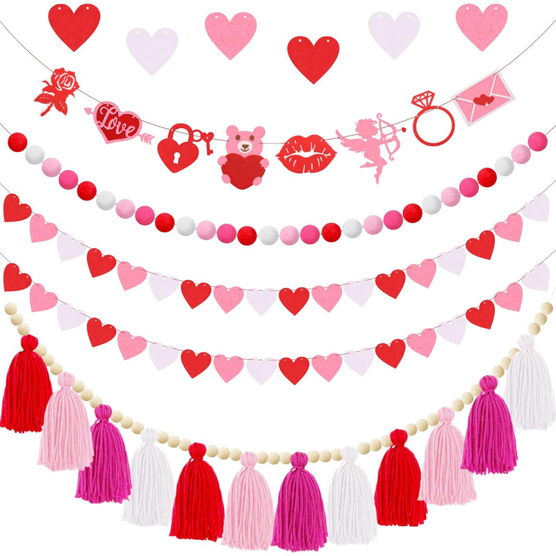 Valentine’S Day Party Decoration Garland 5Pcs, Happy Valentine’S Day B