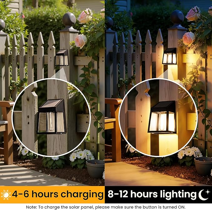 8 Pack Solar Fence Lights Waterproof Warm White Outdoor Yard Garden Post Deck Lights
