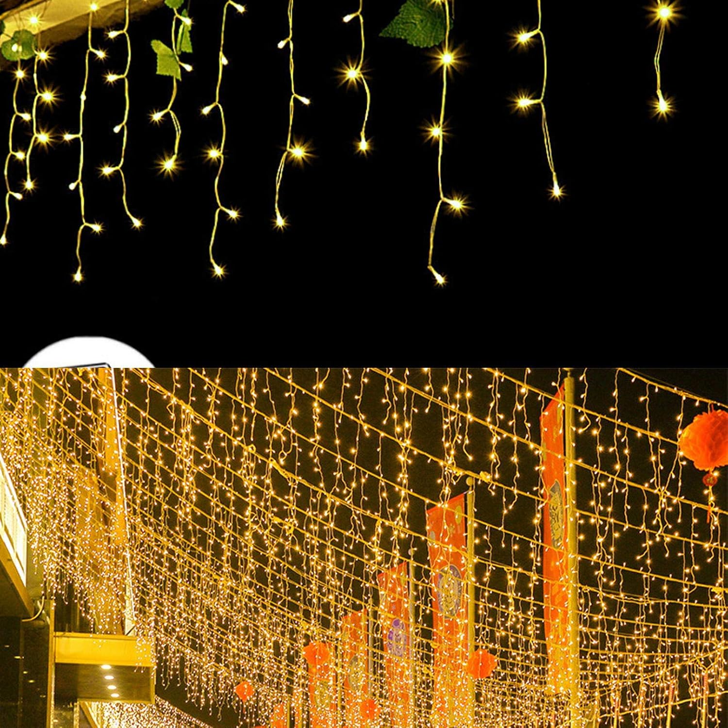 Led Icicle Lights, 16.4Ft 216 Leds 8 Modes Window Curtain Extendable Fairy Christmas Ceiling Dangling Hanging Twinkle Me