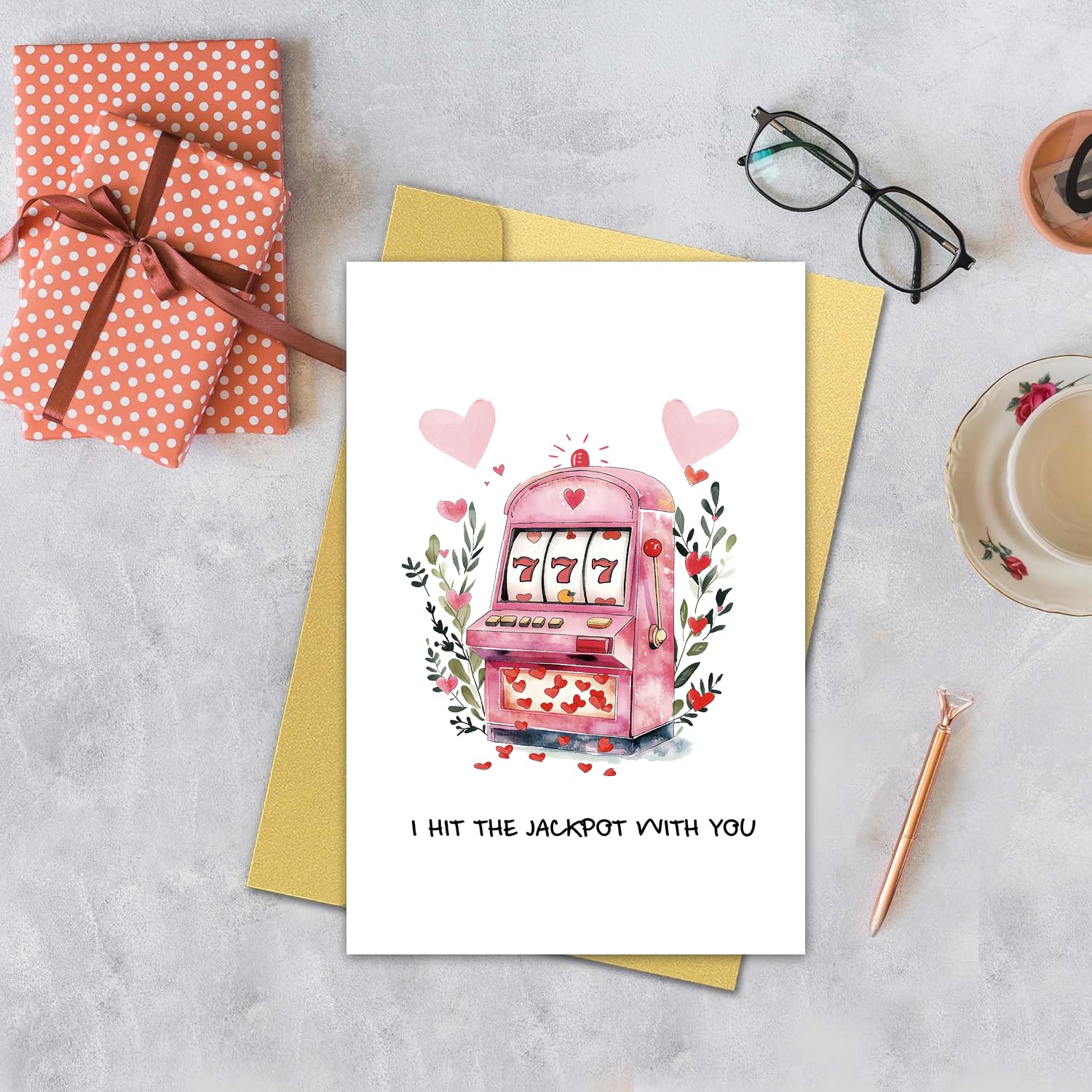 Cute Jackpot Valentines Day Card For Him Her, Romantic Valentine'S Day & Wedding Anniversary Card Gift For Husband Wife Boyfriend Girlfriend Partner, Lovely I Love You Gift For Couple Spouse