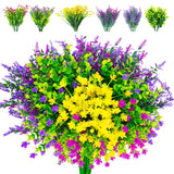 Artificial Flowers For Outdoors 24 Bundles Fake Plastic Plants Faux Uv Resistant Boxwood Shrubs For Garden Patio Porch Window Box Home
