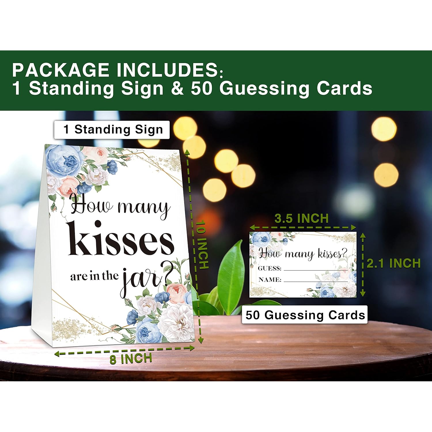 How Many Kisses Are In The Jar Sign, Boho Floral Bridal Shower Game, Geometric Floral Baby Shower Sign & Tickets, Wedding / Engagement Party Supplies Decorations - (1 Sign + 50 Find Cards) - 06