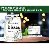 How Many Kisses Are In The Jar Sign, Boho Floral Bridal Shower Game, Geometric Floral Baby Shower Sign & Tickets, Wedding / Engagement Party Supplies Decorations - (1 Sign + 50 Find Cards) - 06