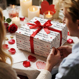 Funny Valentine Wrapping Paper Roll, Happy Valentine Day Text With Red Hearts, Humor Gift Wrap For Him Her Husband Wife, Mini Roll 17 Inches X 16.4 Feet