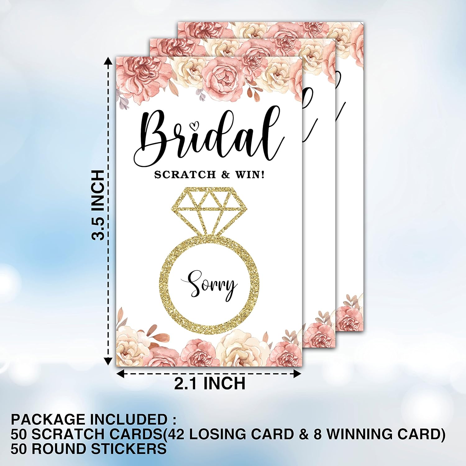 Bridal Shower Scratch Off Games, Bridal Shower Decorations, Floral Bridal Raffle Lottery Tickets Cards For Bachelorette Party Wedding Engagement Party, Set Of 50 Cards (A08)