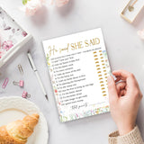 Wildflowers Games Cards, Wedding Shower Games Set, He Said She Said Bridal Shower Game, Spring Flower Themed Bachelorette Party Game, Engagement Party Decorations Supplies, Set Of 25 Cards-02