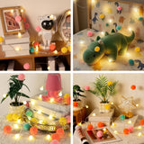 Led Pom Poms Fairy Lights - 21Feet, 20 Led, Battery Operated, Warm White Globe Lights Cute For Home,Kids Playhouse, Holi