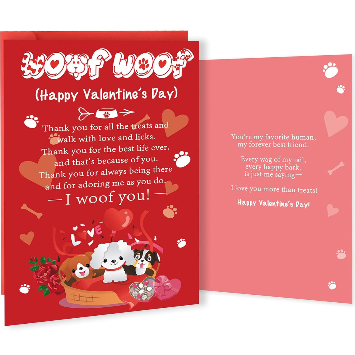 Cute Valentines Day Card To Dog Mom Dad, Funny Puppy Valentine'S Day Gift Ldeas, Happy Vday Greeting Card From Dog